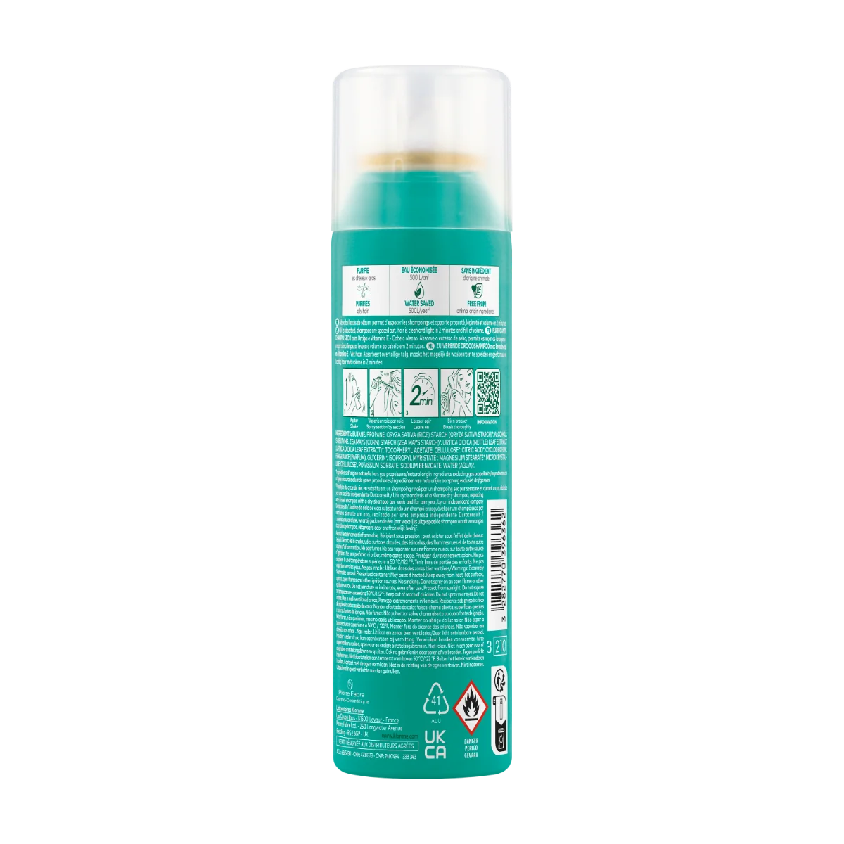 Klorane Shampoo Secco all'Ortica & Vitamina E 150 ml Capelli Grassi