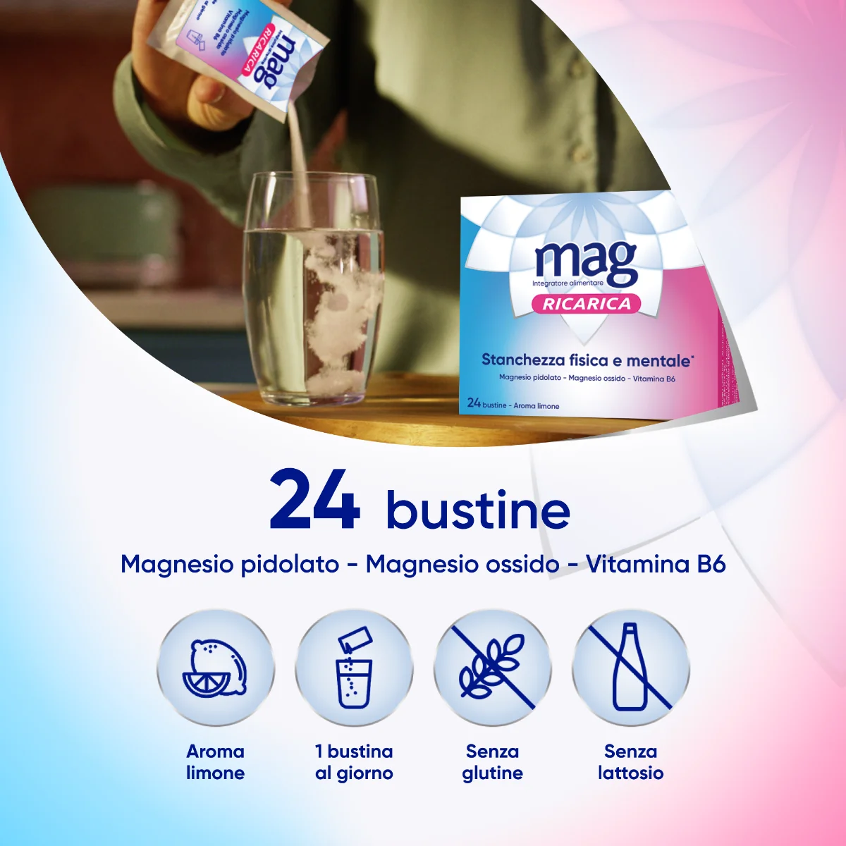 Mag Ricarica 24 Ore 24 Bustine da 4g Integratore per la stanchezza fisica e mentale