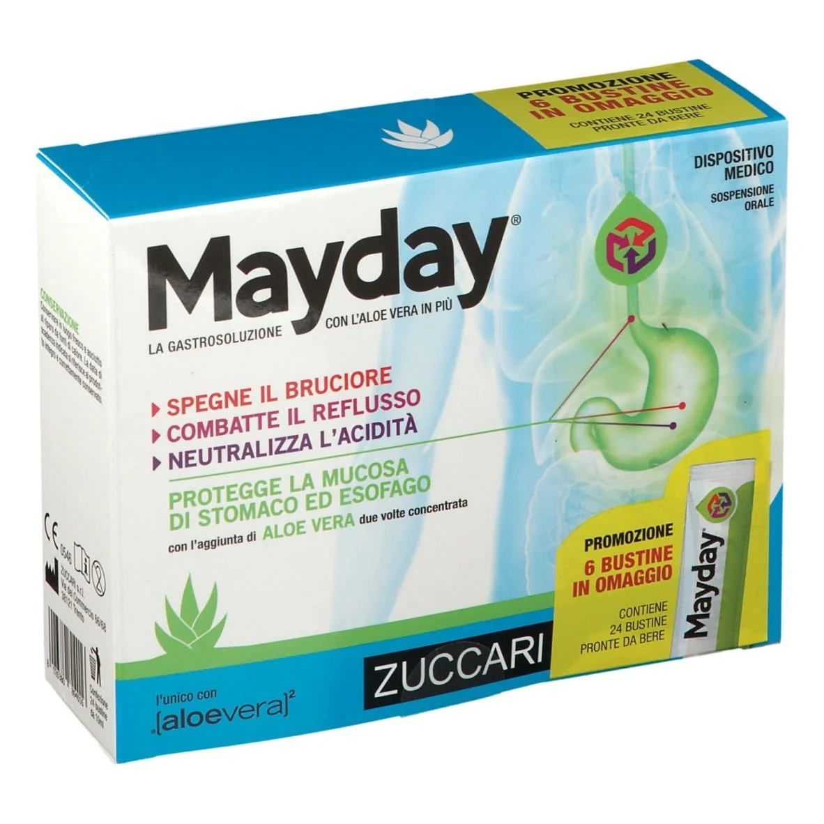 Mayday 24 Stick Pack Contro Bruciore Reflusso e Acidità