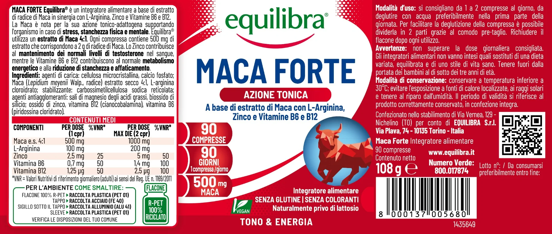 Equilibra Maca Forte 90 Compresse Contrasta la Stanchezza