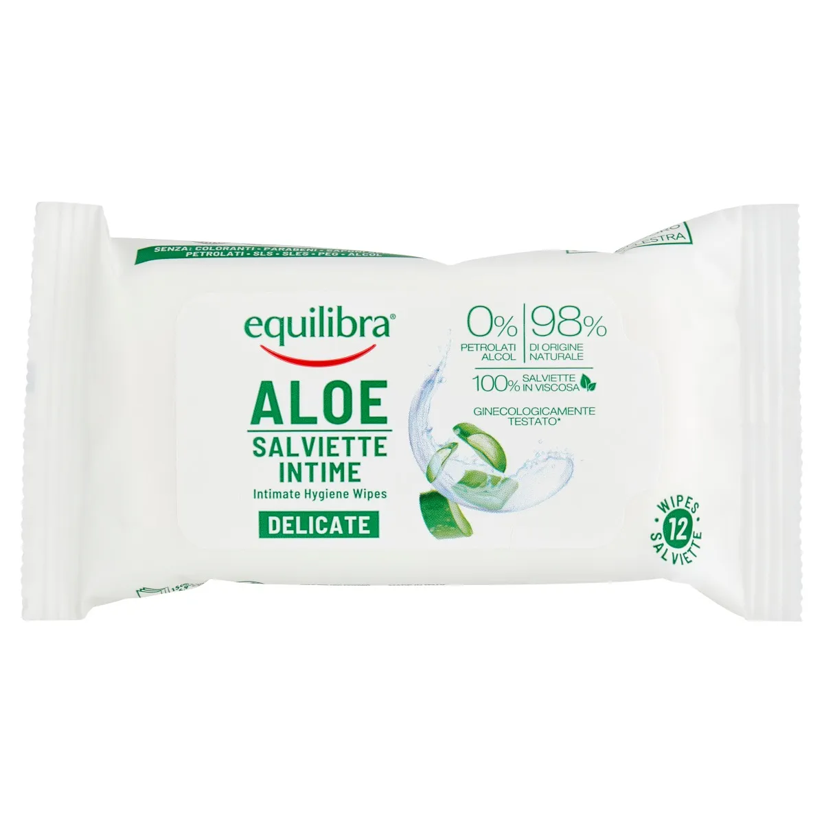 Equilibra Aloe Salviette Intime Pocket 12 Pezzi Con Acido Lattico e Calendula