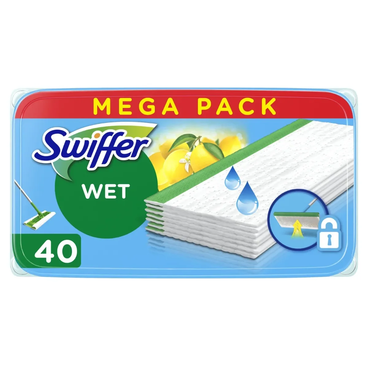 Swiffer Floor Wet Wipes Citrus 40 Pezzi Panni umidi per pavimento