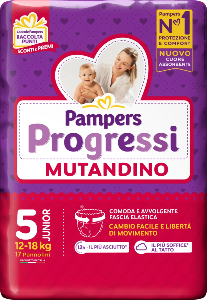 Pampers Progressi Mutandina Junior 17 Pezzi Taglia 5 (12-18 Kg)