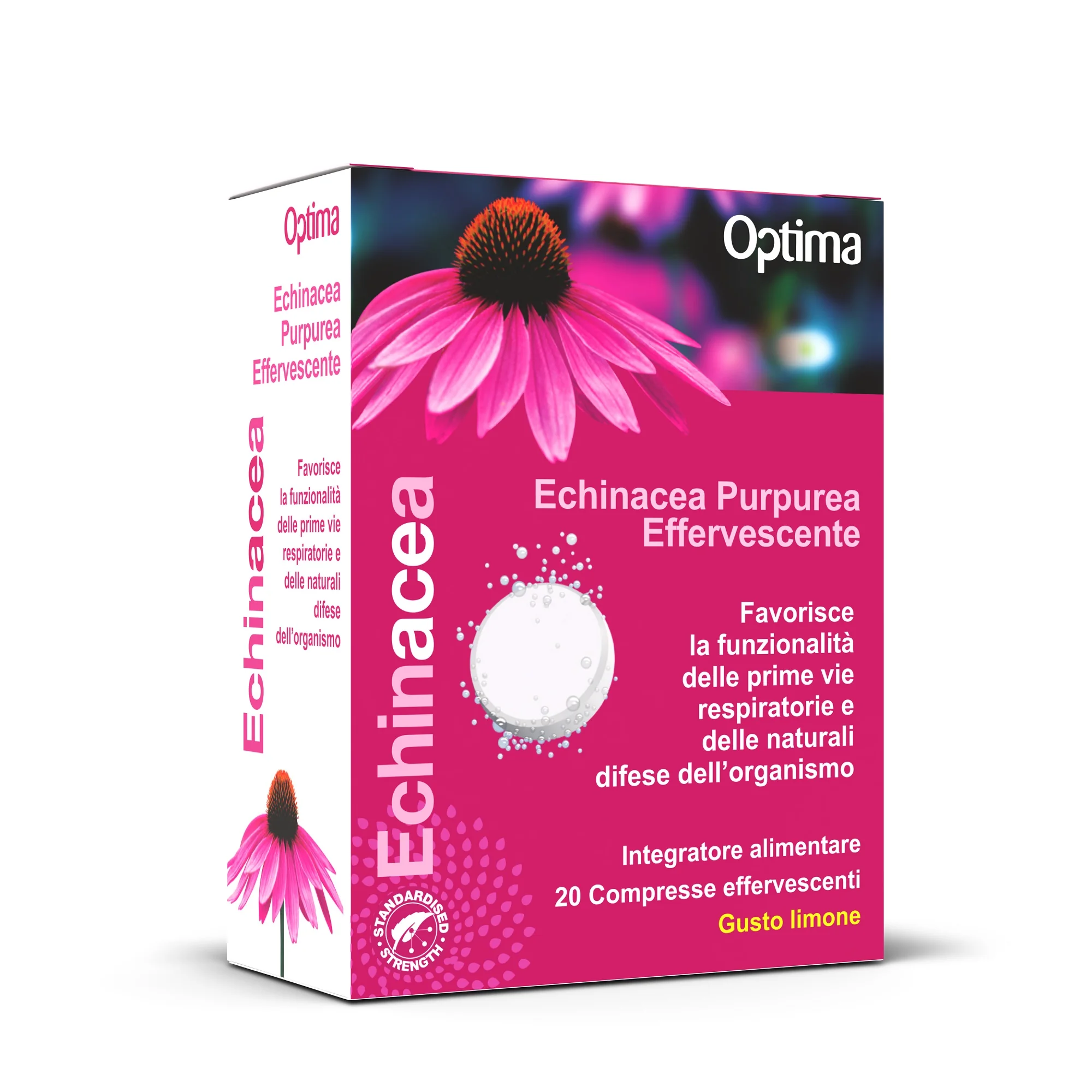 Optima Echinacea Purpurea Effervescente 20 Compresse Integratore Benessere Vie Respiratorie