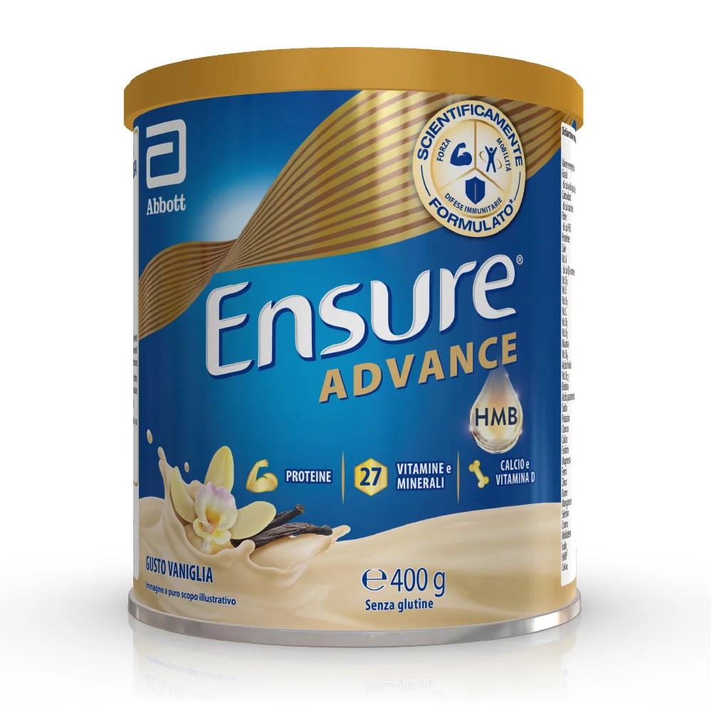 Ensure Advance 400 g Gusto Vaniglia Integratore alimentare proteico e multivitaminico in polvere con HMB