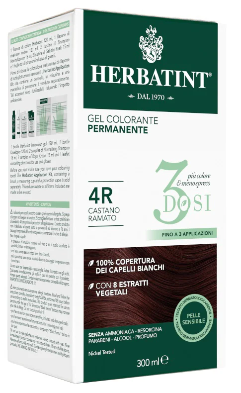 Herbatint Gel Colorante Permanente 4R Castano Ramato 300 ml Gel colorante permanente
