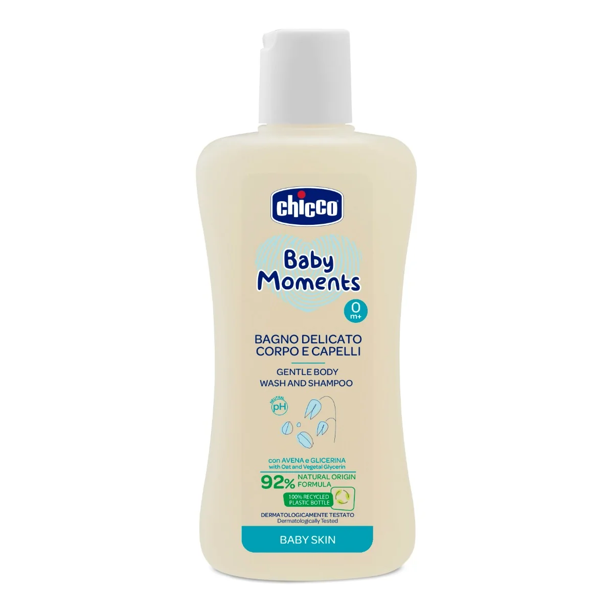 Chicco Cosm Corpo Capelli 200 ml Per la Pelle Sensibile dei Neonati
