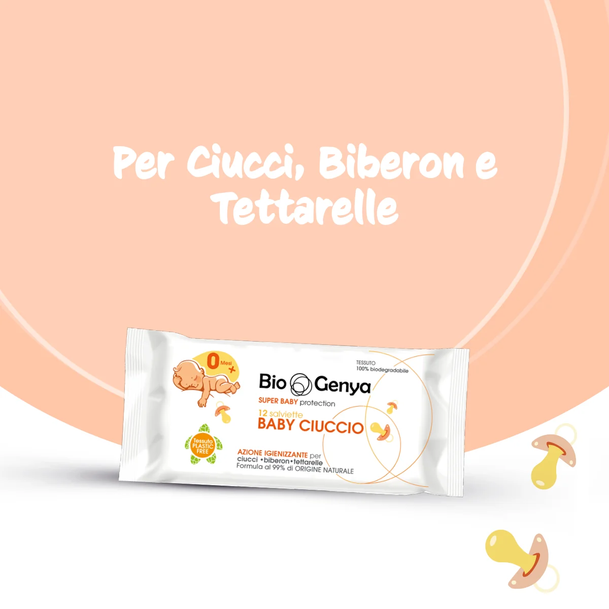 Biogenya Salviette Baby Ciuccio Igienizzante 12 Pezzi
