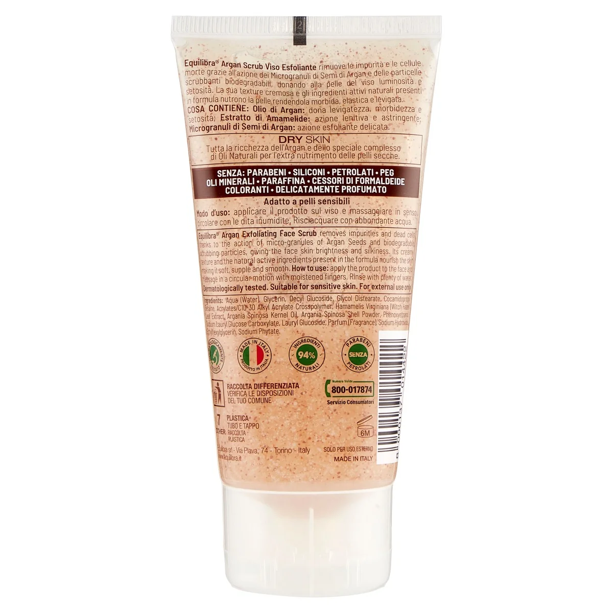 Equilibra Argan Scrub Viso Esfoliante 75 Ml Benessere Cutaneo