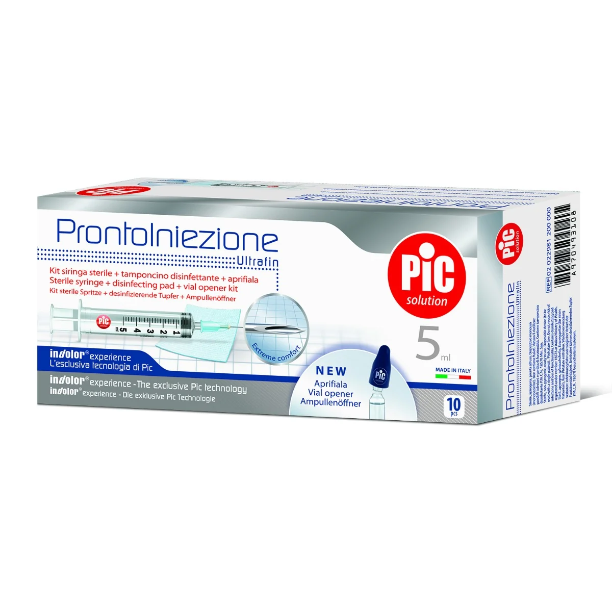 Pic Pronto Iniezione 10 Pezzi Kit Siringa + Tamponcino + Aprifiala
