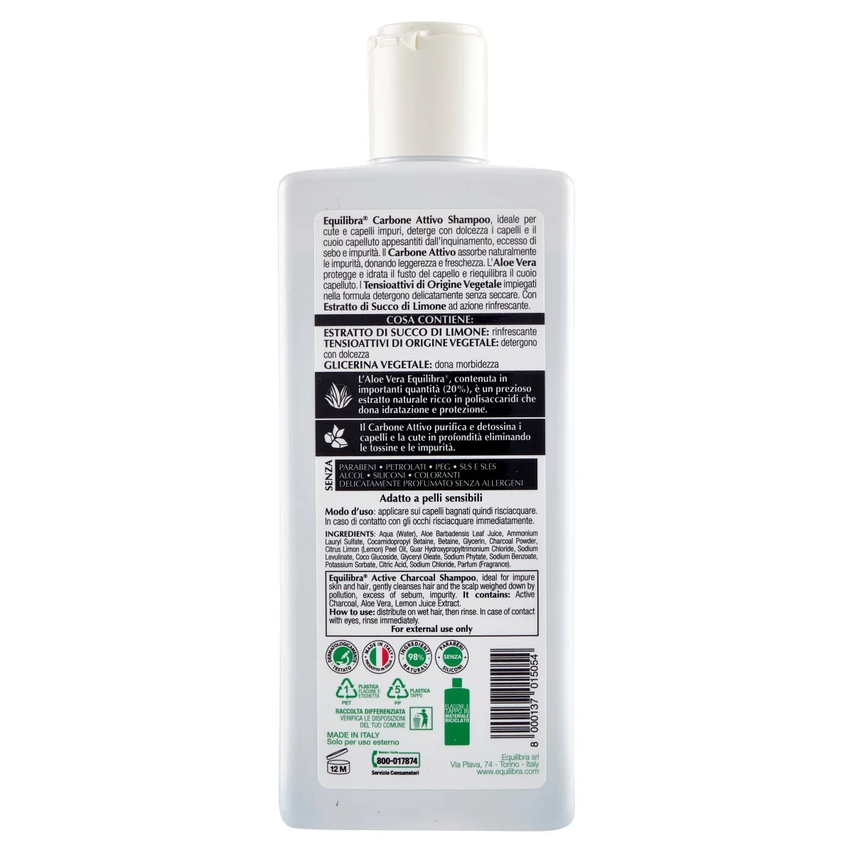 Equilibra Carbone Attivo Shampoo Detox Capelli Impuri