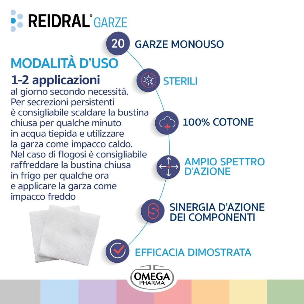 Reidral Garze Sterili Per Igiene Oculare 20 Pezzi