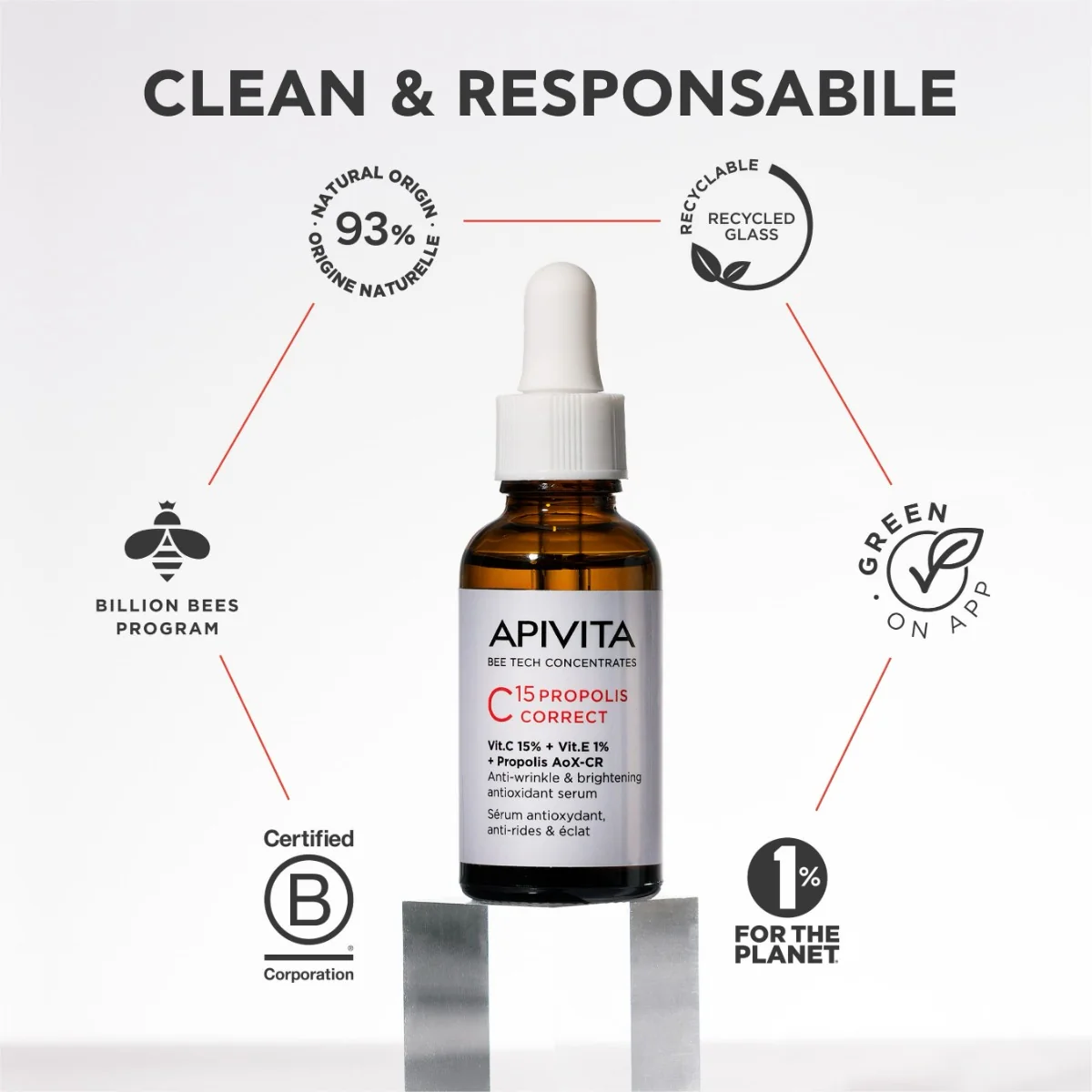 Apivita Bee Tech Concentrates C15 Propolis Correct 30 Ml Siero Anti-Rughe e Anti-Macchie