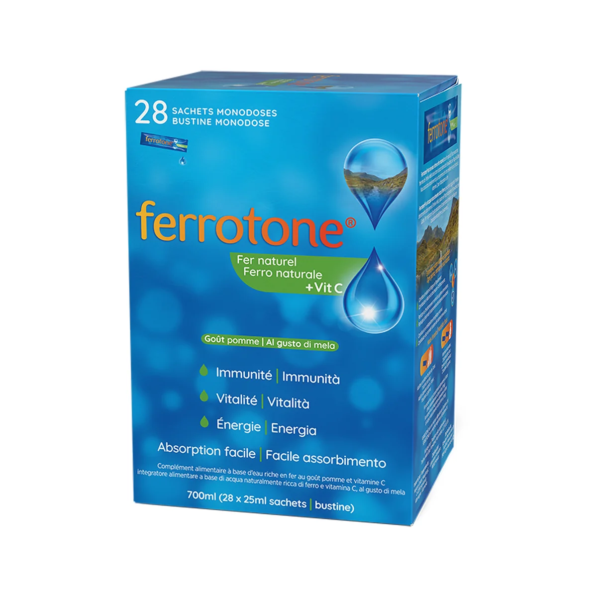 Ferrotone 28 Gusto Mela Bustine Orosolubili Integratore di Ferro a Facile Assorbimento