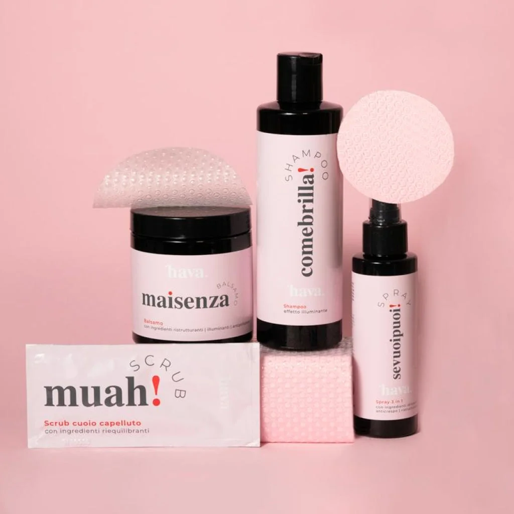 Hava Hair Trattamento Completo 4 Step Scrub, Shampoo, Conditioner e Lozione spray