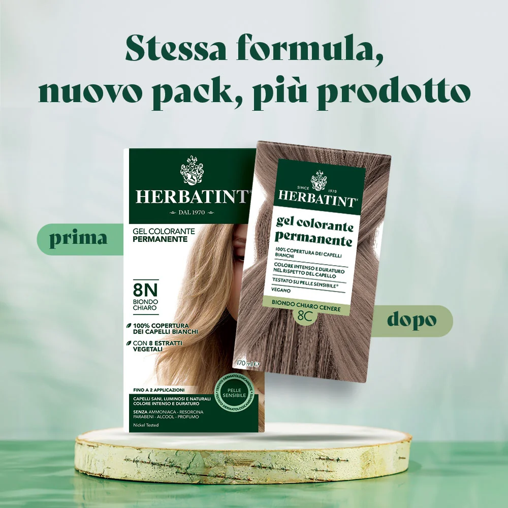 Herbatint Gel Colorante Permanente 8C Biondo Chiaro Cenere 170 Ml Colore Intenso e Duraturo