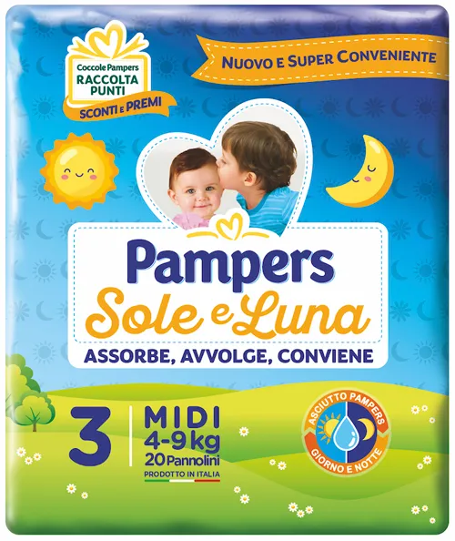 Pampers Sole & Luna Midi Taglia 3 (4-9 Kg) 20 Pannolini