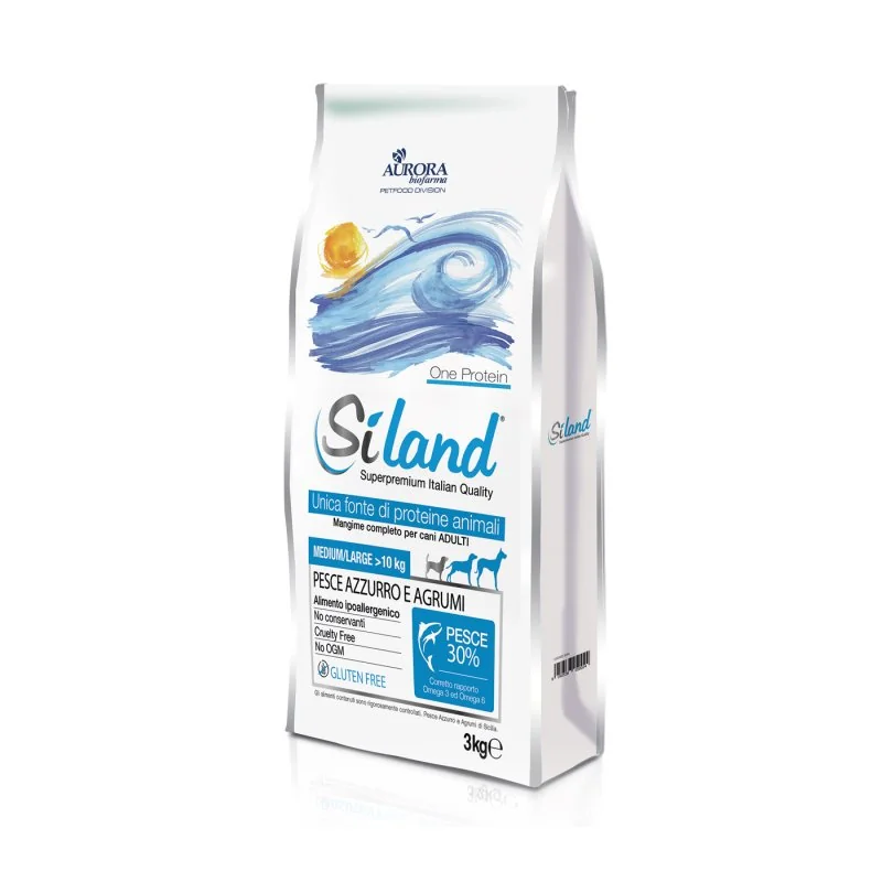 Siland One Protein Pesce Azzurro E Agrumi 3 Kg Alimento Completo Per Cani Adulti Taglia Medium/Large