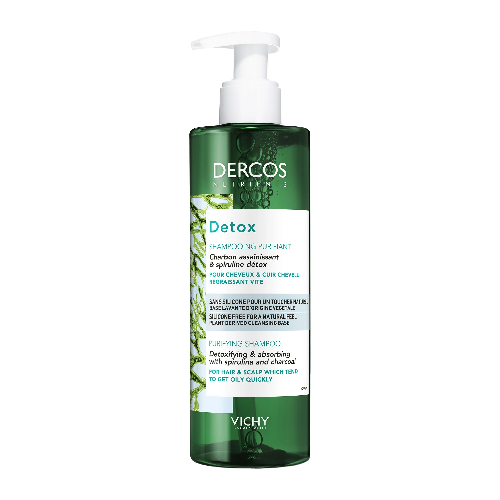 Vichy Dercos Nutrients Detox Shampoo Purificante Capelli Grassi 250 ml Con Carbone e Spirulina