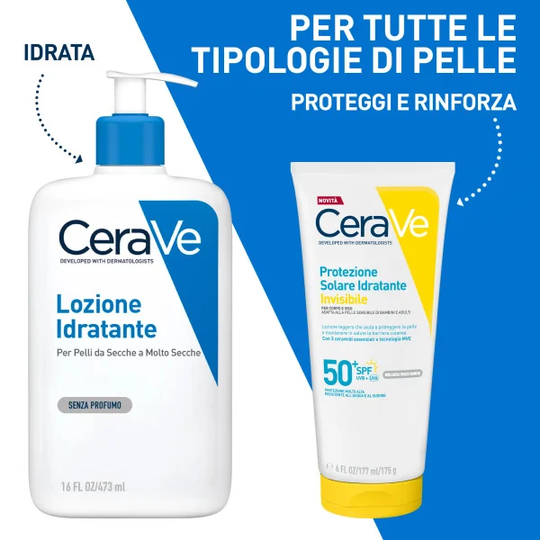CeraVe Protezione Solare Idratante Invisibile Spf 50+ 75 ml Solare Idratante Invisibile per Viso e Corpo