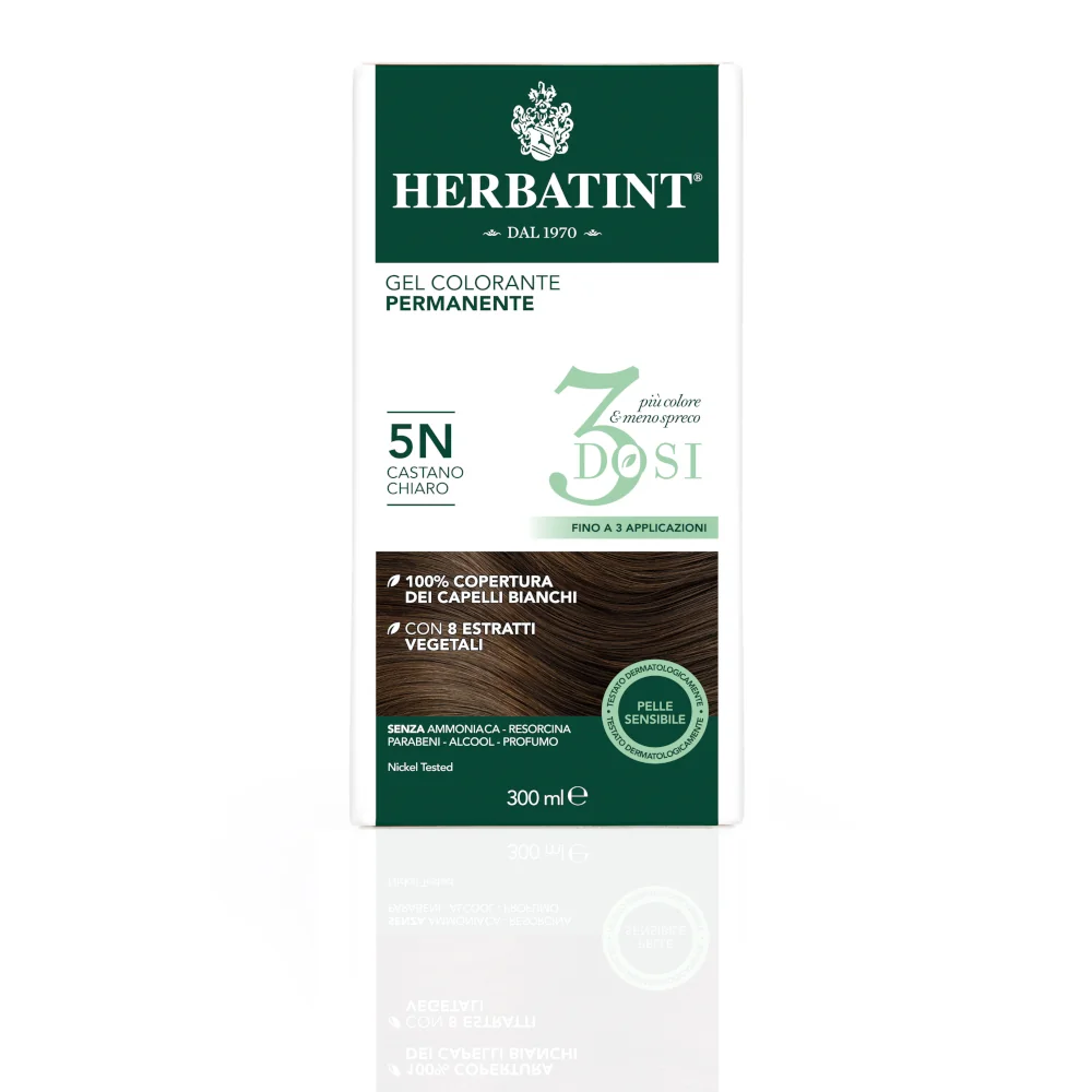 Herbatint Tintura Capelli Gel Permanente 3Dosi 5N Castano Chiaro 300 ml