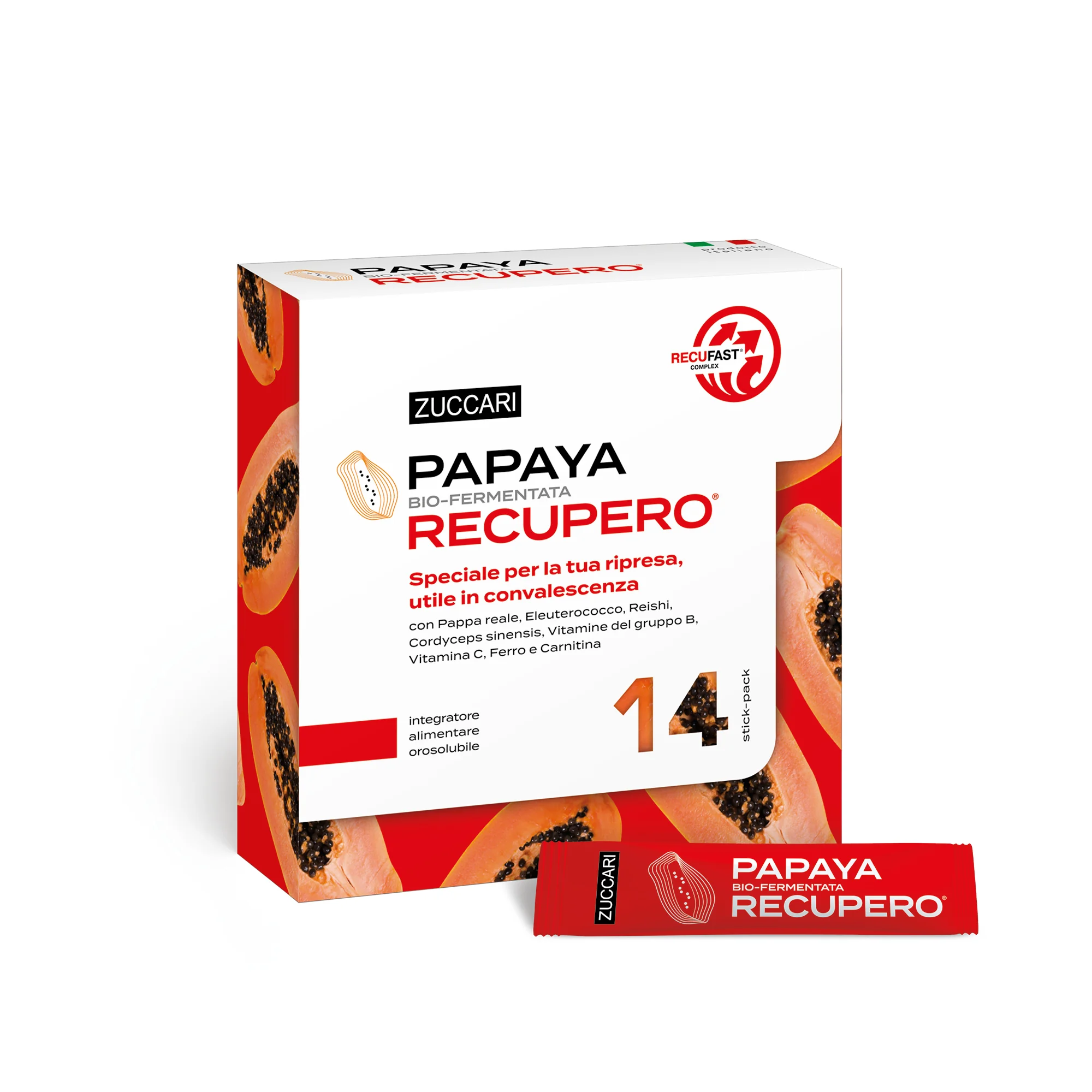 Zuccari Papaya Recupero 14 Sticks Integratore per Ripresa e Convalescenza