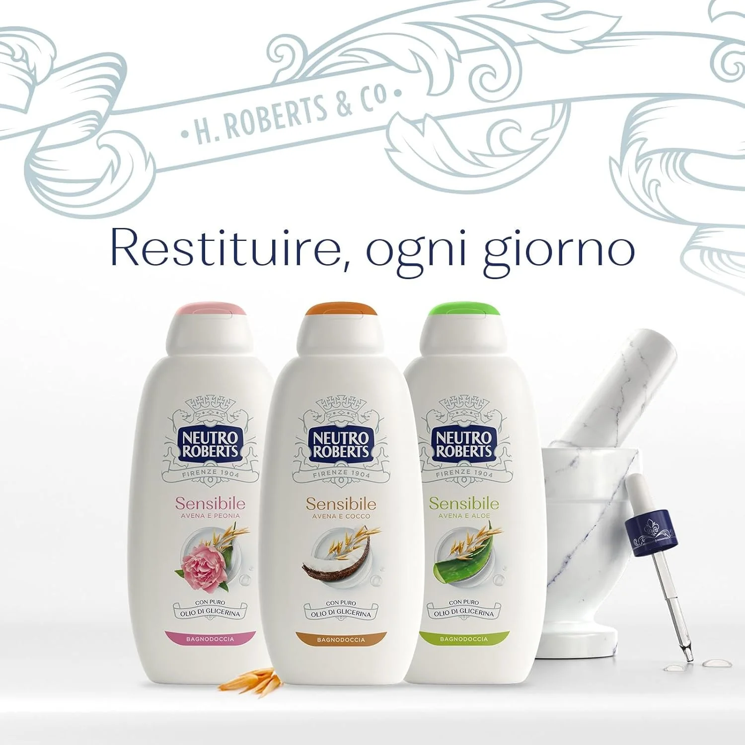 Neutro Roberts Bagnoschiuma Pelle Sensibile Avena E Cocco 600 ml Pelle protetta e Idratata