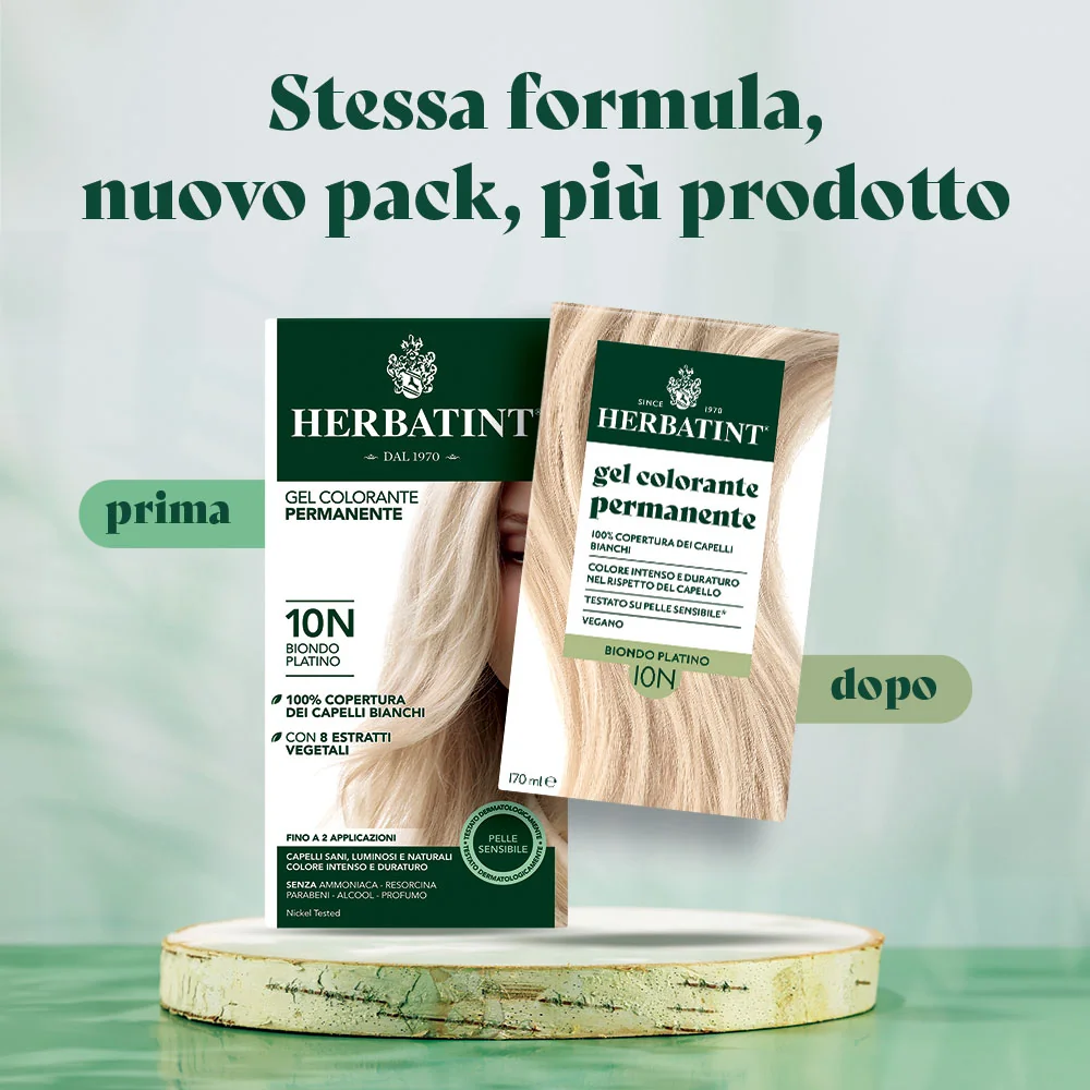 Herbatint Gel Colorante Permanente 10N Biondo Platino 170 Ml Colore Intenso e Duraturo