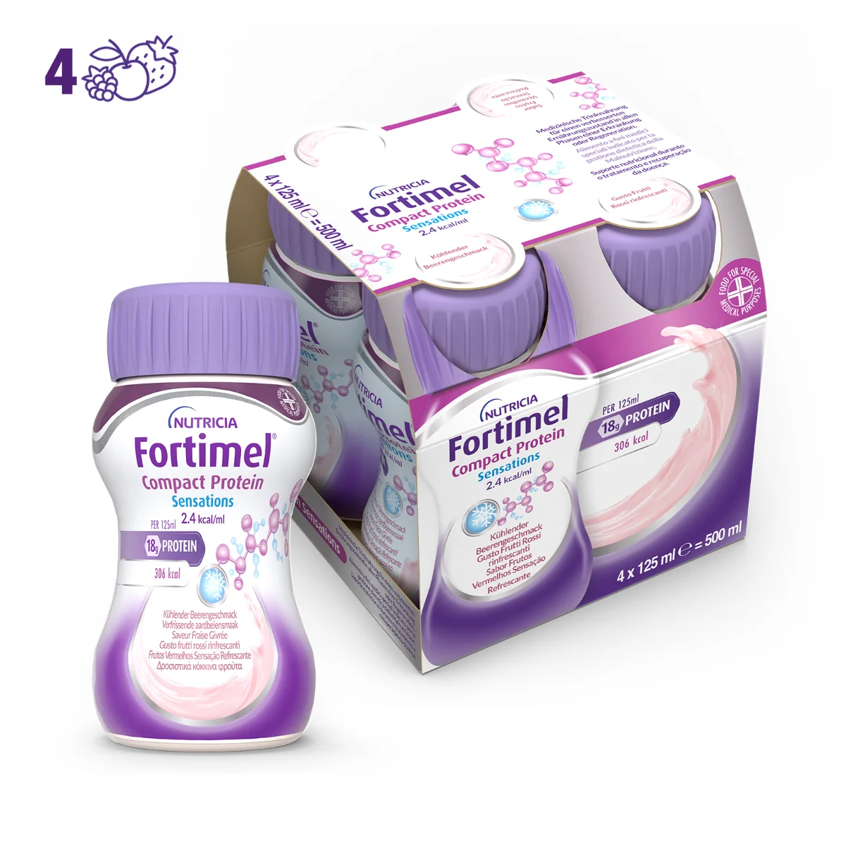 Fortimel Compact Protein Gusto Frutti Di Bosco 4x125 ml Integratore Nutrizionale