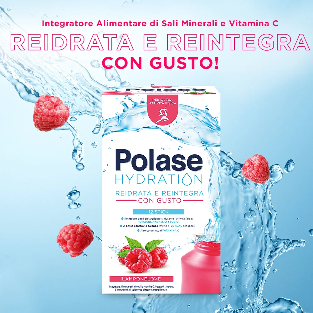 Polase Hydration Gusto Lampone 12 Bustine Integratore Energetico con Magnesio e Potassio