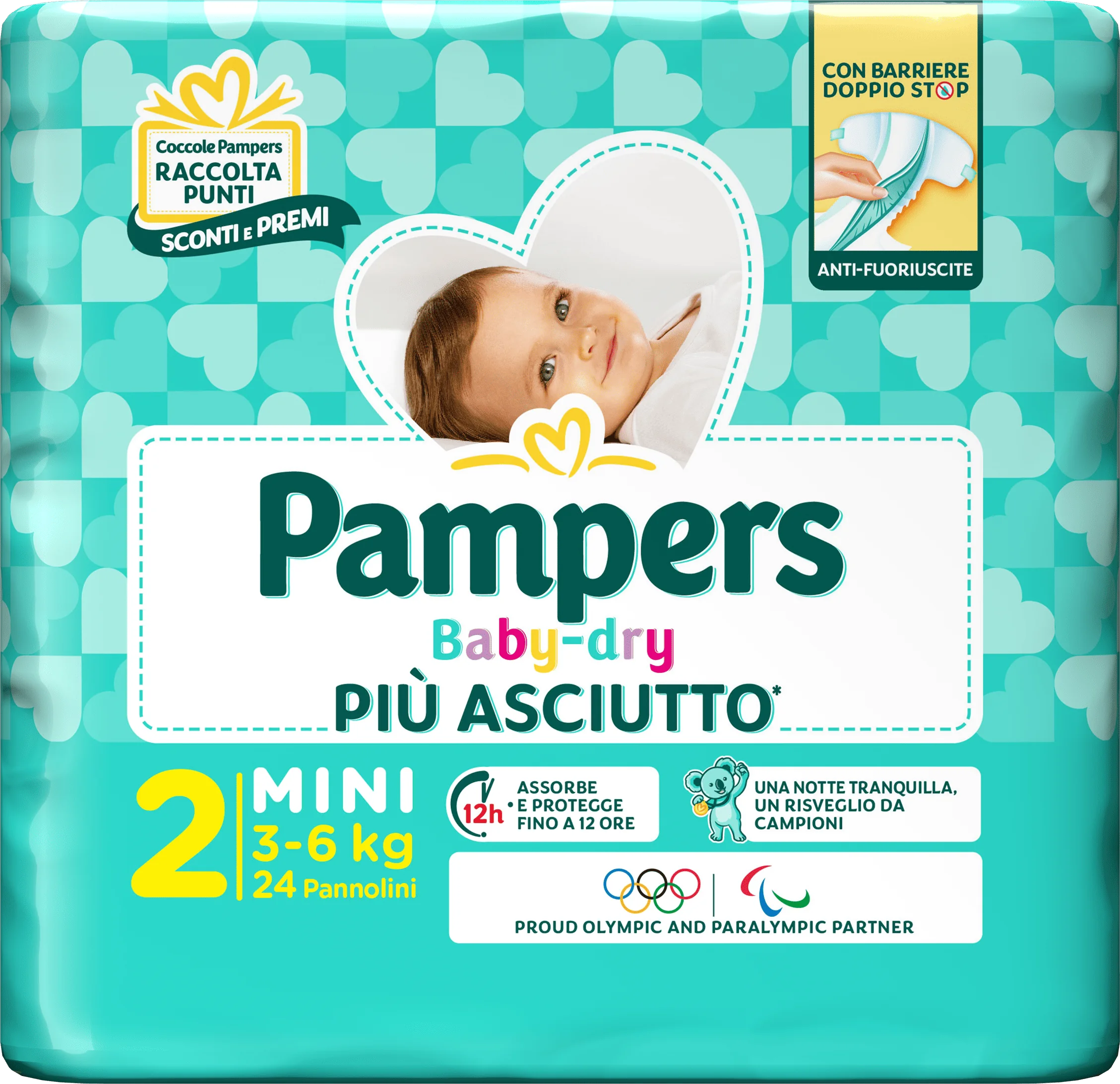 Pampers Baby Dry Pannolino Downcount Mini 24 Pezzi Taglia 2 (3-6 kg)