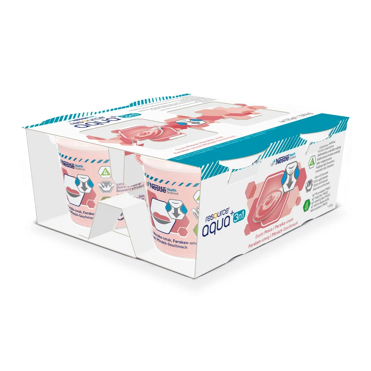 Resource Aqua+ 3in1 Pesca Bevanda Gelificata Con Fibre 4x125 g