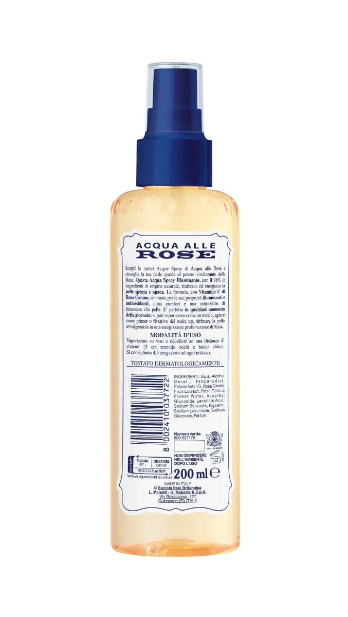 Acqua Alle Rose - Acqua Spray Illuminante 200 ml Rinfrescante ed Energizzante