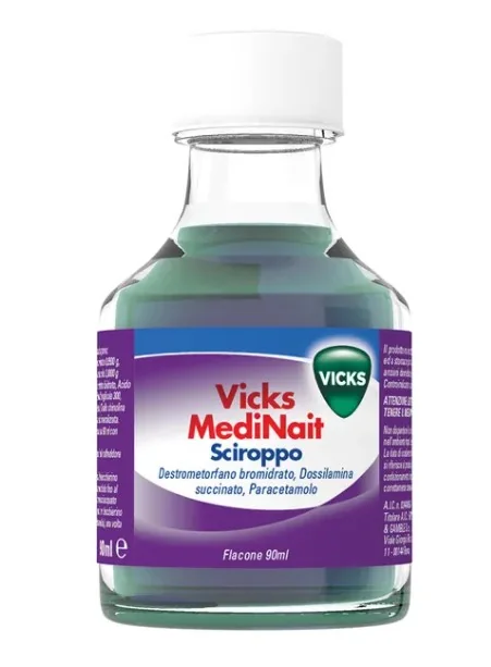 Vicks MediNait Sciroppo 90 ml Trattamento Raffreddore e Influenza