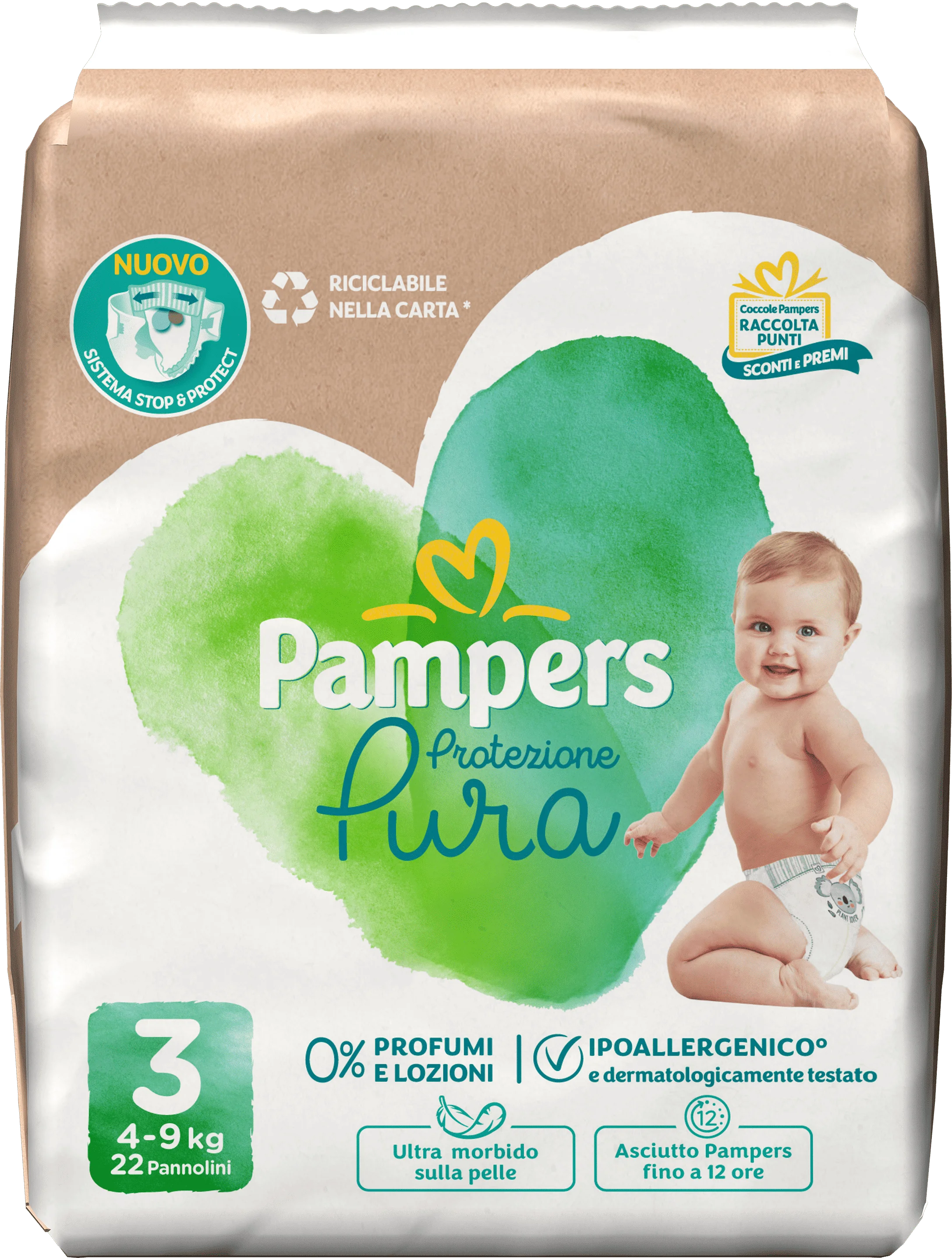 Pampers Protezione Pura Mid22P Dermatologicamente Testati
