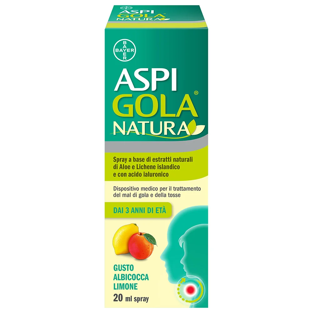 Aspi Gola Natura Spray Albicocca-Limone 20ml Mal di Gola e Tosse