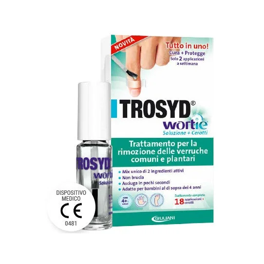 Trosyd Wortie Soluzione + Cerotto Trattamento Rimozione Verruche Comuni e Plantari