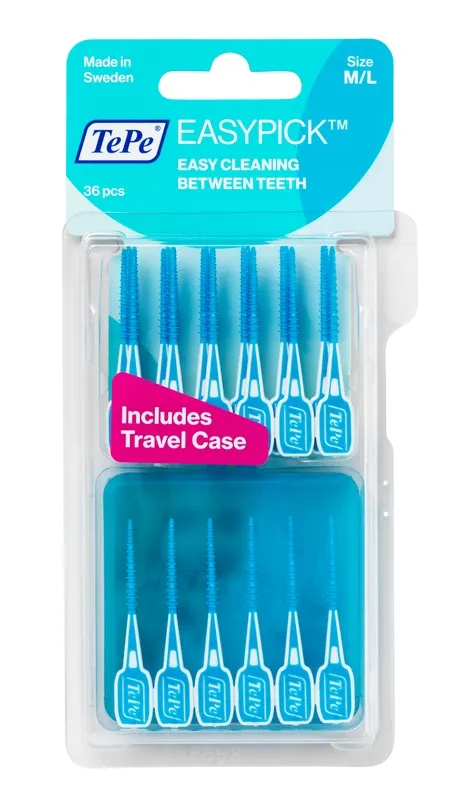Tepe Easy Pick 36 Stick Dentali in Silicone - Pulizia Interdentale  anche in caso di Apparecchio e Impianti Misura M/L