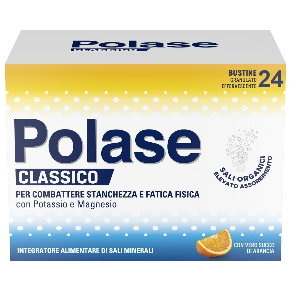 Polase Classico Gusto Arancia 24 Bustine Effervescenti Integratore di Magnesio e Potassio