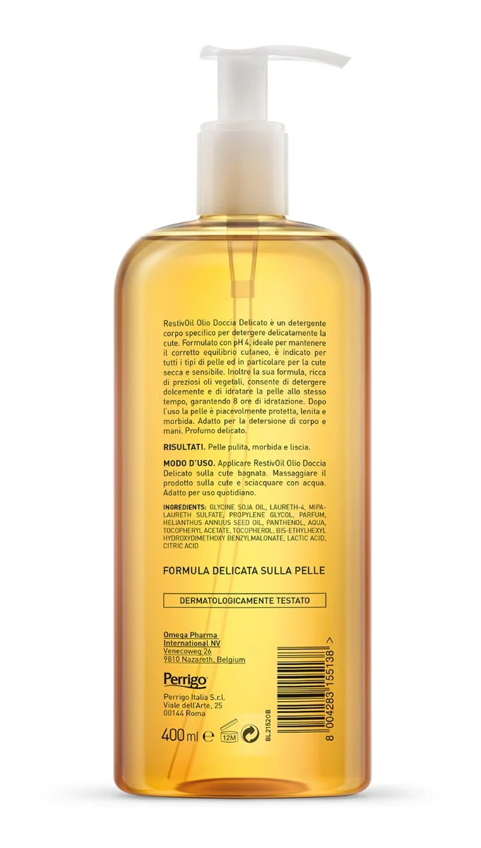Restivoil Olio Doccia Delicato 400 ml Detersione Corpo