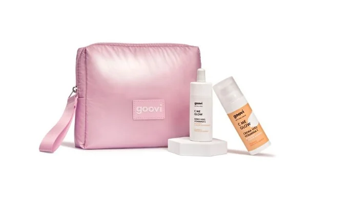 Goovi Cofanetto Vitamina C 2025 Siero viso vitamina C 30 ml + Crema viso vitamina C 50 ml + Pochette riutilizzabile