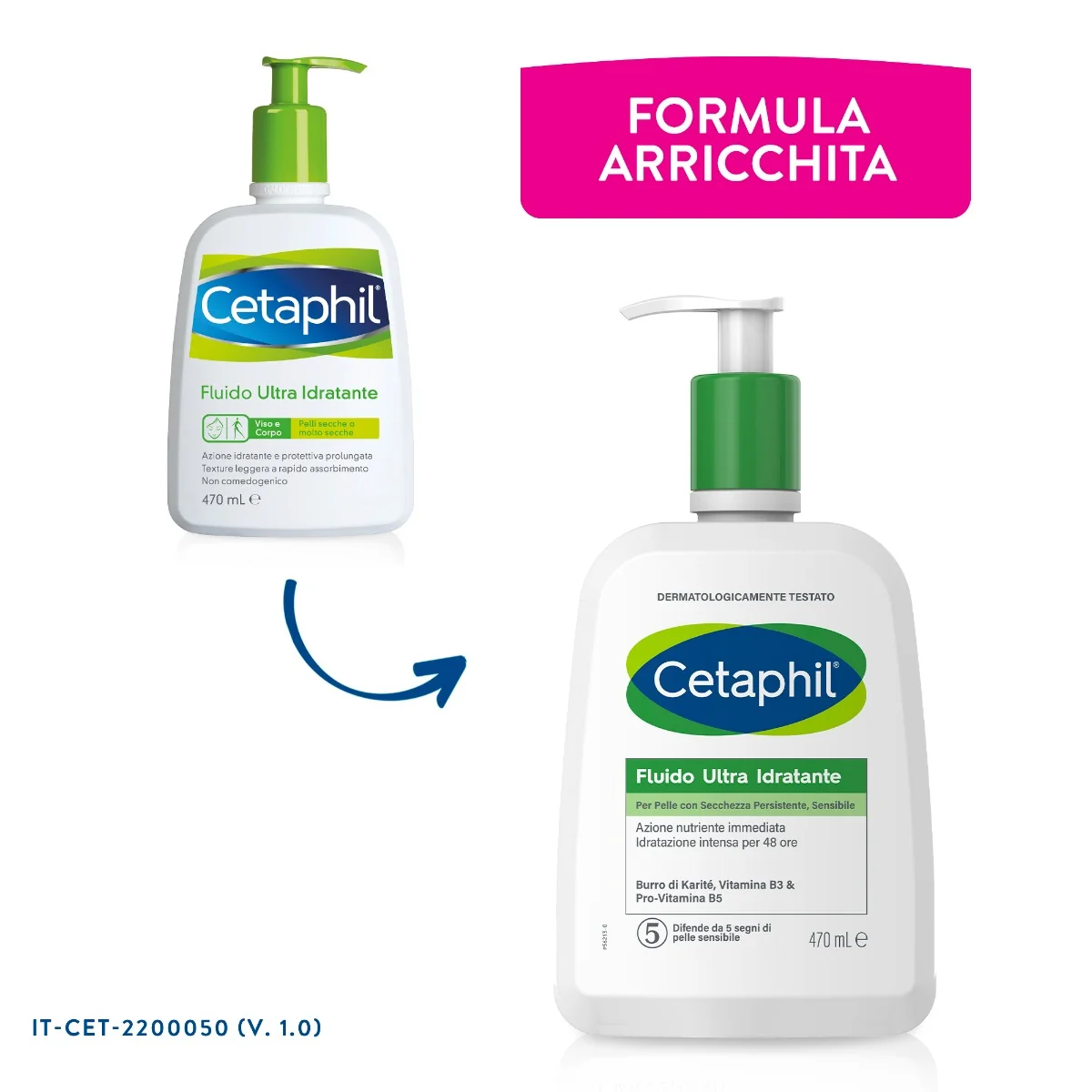 Cetaphil Fluido Crema Ultra Idratante Viso e Corpo 470 ml Pelle Secca