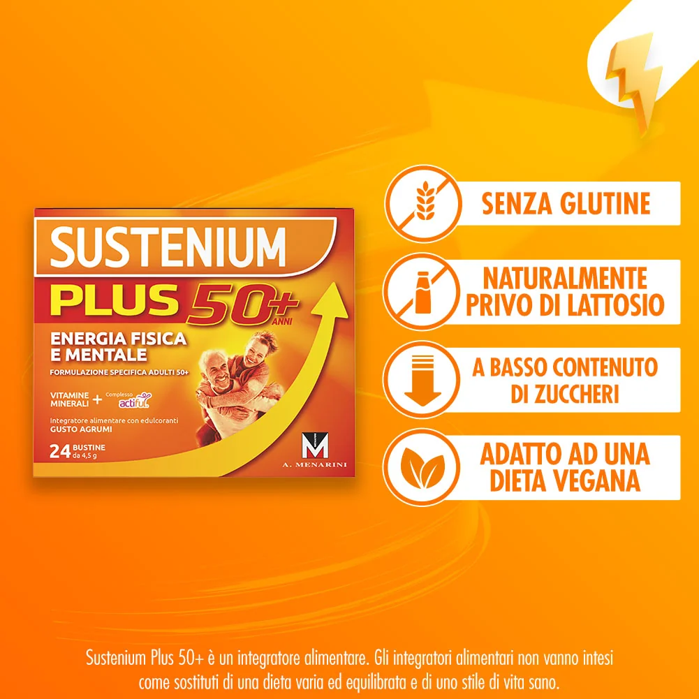 Sustenium Plus 50+ 24 Bustine Formulazione Specifica per Adulti 50+