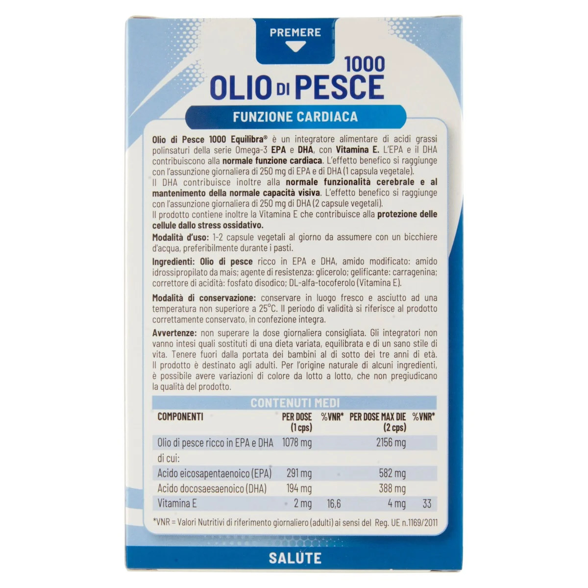 Equilibra Olio Pesce 1000 60 Perle Benessere Cardiovascolare