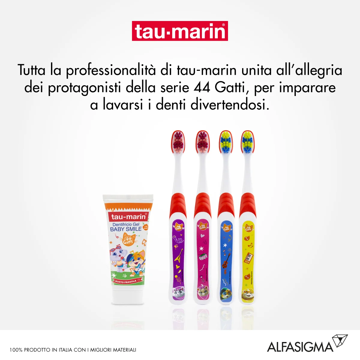 Tau-Marin Baby Smile Dentifricio Gel + Spazzolino 2-6 Anni Edizione Limitata 44 Gatti