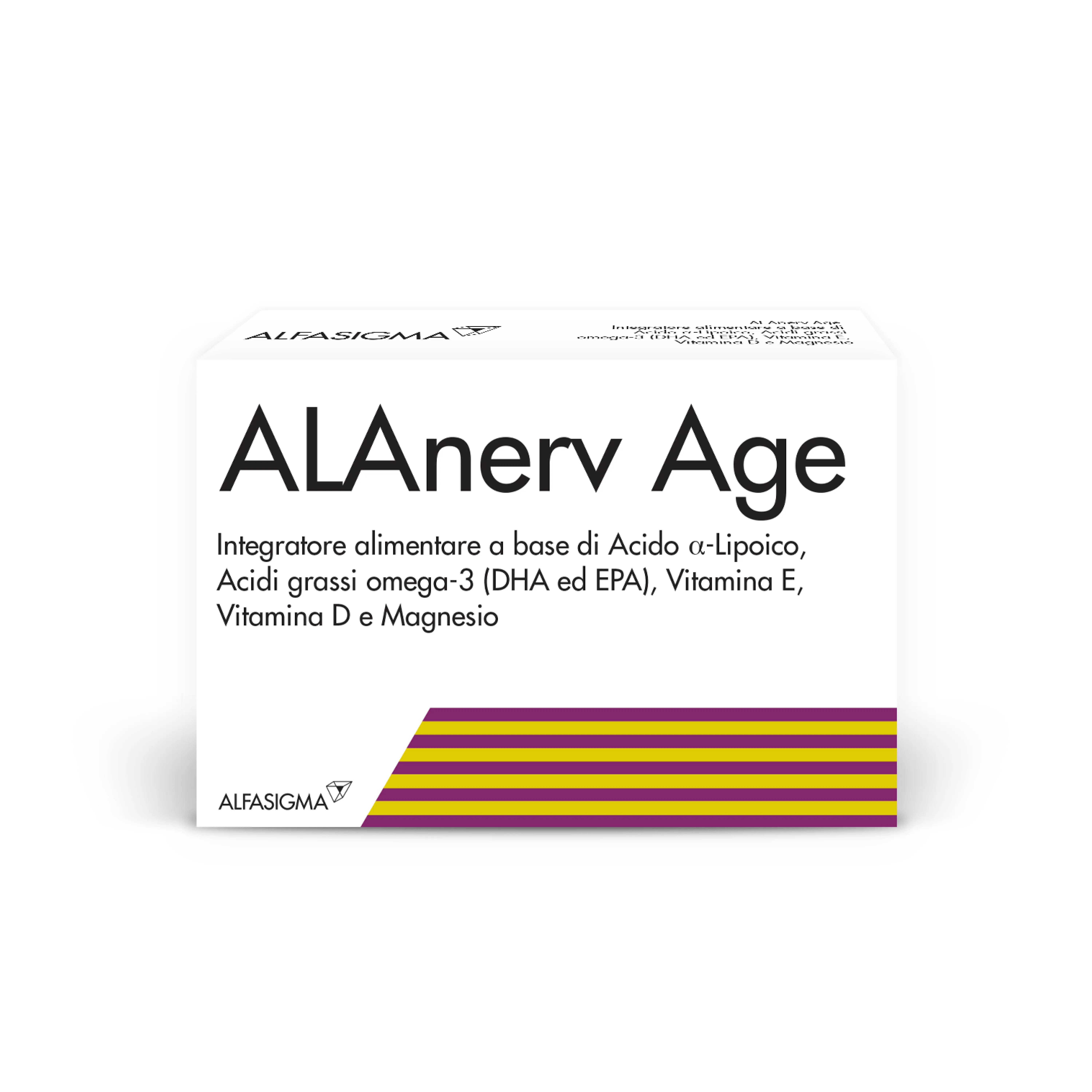 Alfasigma Alanerv Age 20 Capsule Softgel Integratore Antiossidante con Omega3 Acido Lipoico e Magnesio