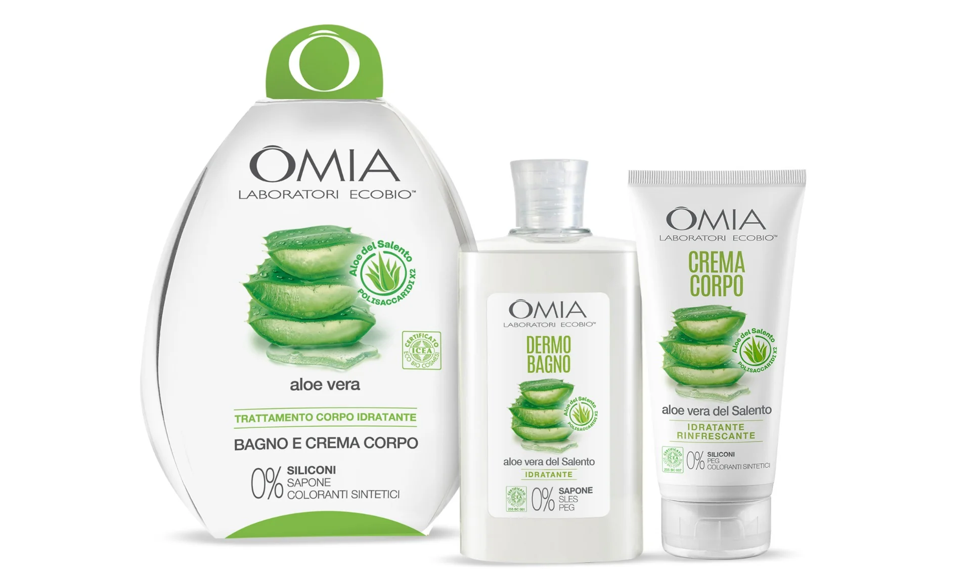 Omia Ovetto Aloe Dermo Bagno 400 ml + Crema Corpo 200 ml Freschezza e idratazione con Aloe del Salento