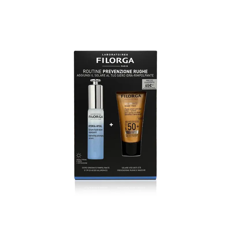 Filorga Cofanetto Prevenzione Rughe: Siero Hydra-Hyal E  Protezione Solare 50+ 
