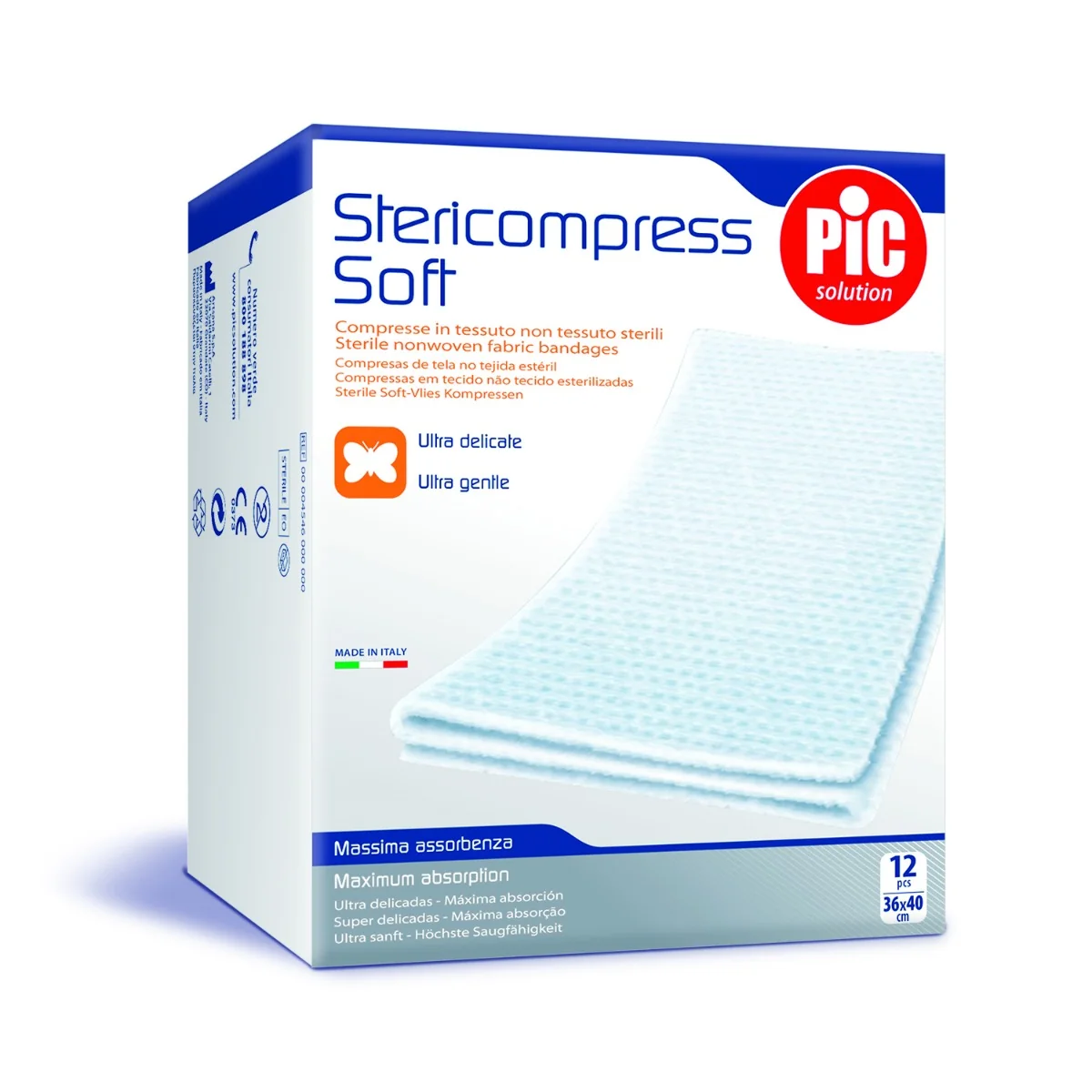 Pic Stericompress Soft Compresse di Garza 36x40 cm 12 Pezzi Ultra Delicate