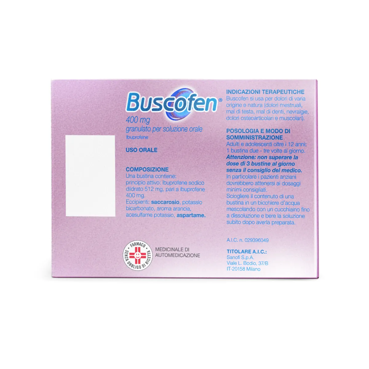 Buscofen 400 mg 10 Bustine Ibuprofene Analgesico